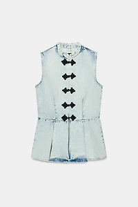 ZW COLLECTION DENIM FROG FASTENING VEST