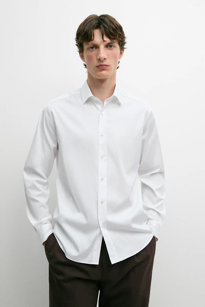 Chemise slim fit stretch en coton mélangé