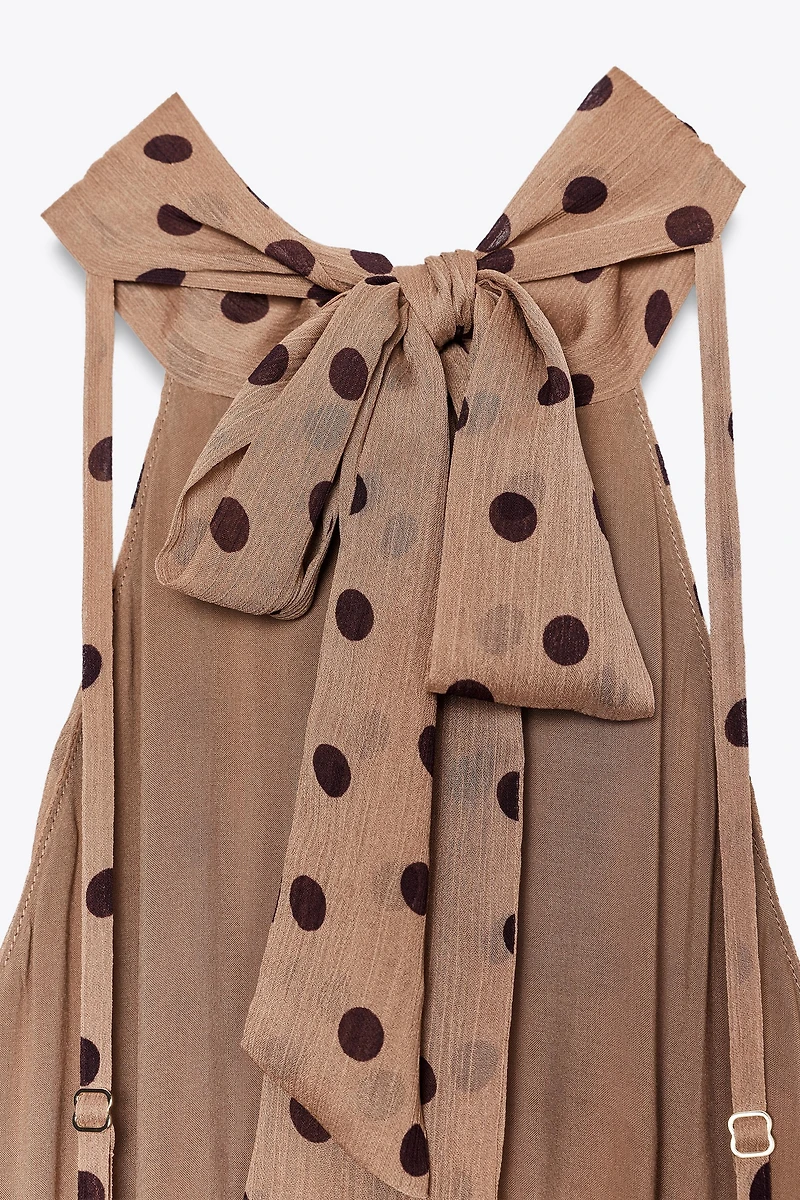 ROBE MIDI À POIS ET CEINTURE