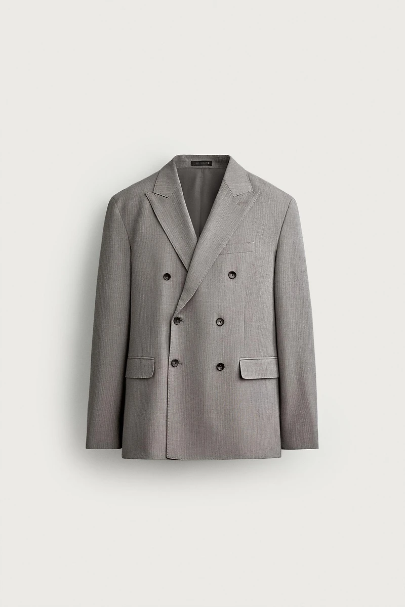 STRIPED DOUBLE BREASTED SUIT BLAZER