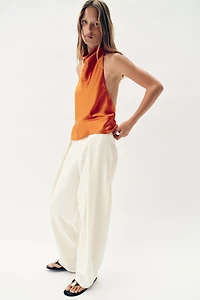 SATIN EFFECT HALTER TOP