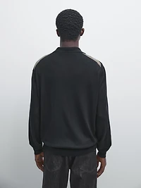 Wool blend argyle knit polo sweater
