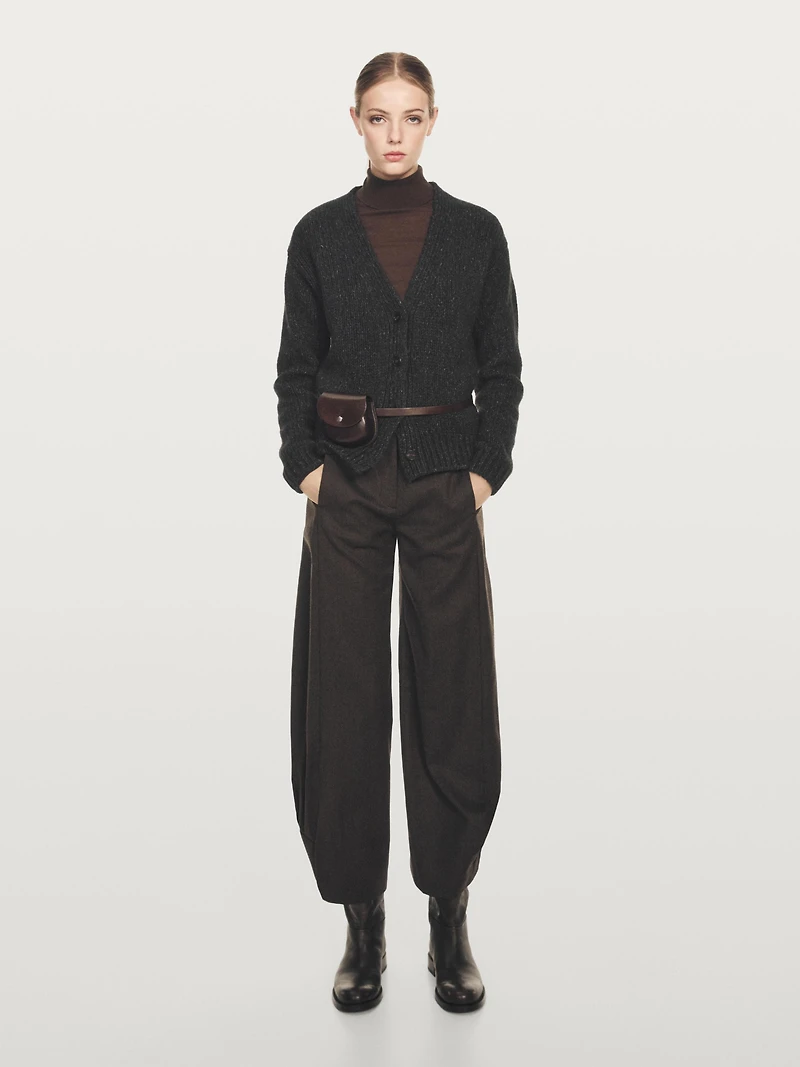 Cardigan laine à col en V