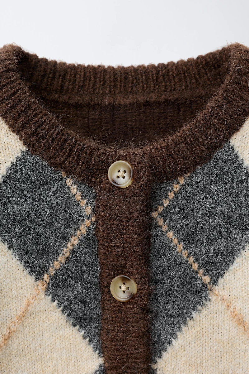 ARGYLE KNIT CARDIGAN