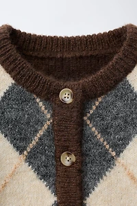 ARGYLE KNIT CARDIGAN