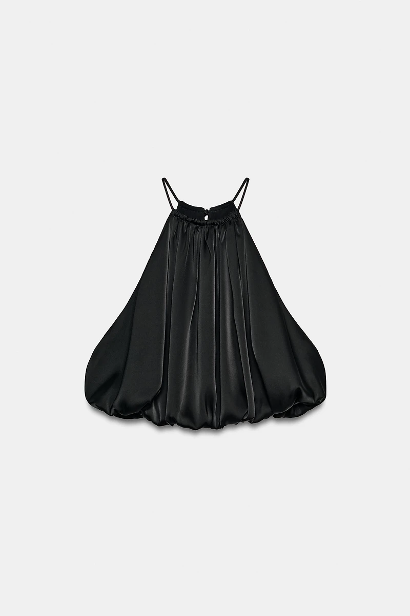 SATIN BALLOON CROP TOP