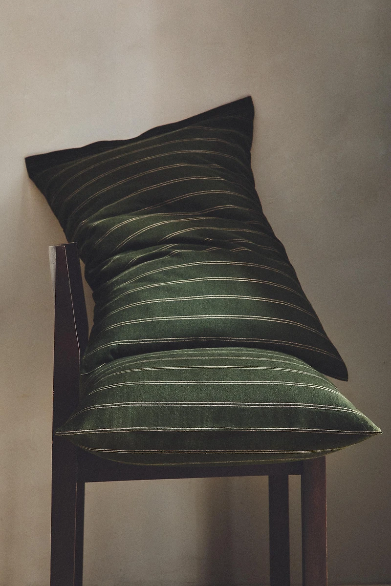 TAIE D’OREILLER COTON ET LIN RAYURES NOËL