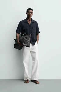 STRIPED JACQUARD POCKET SHIRT