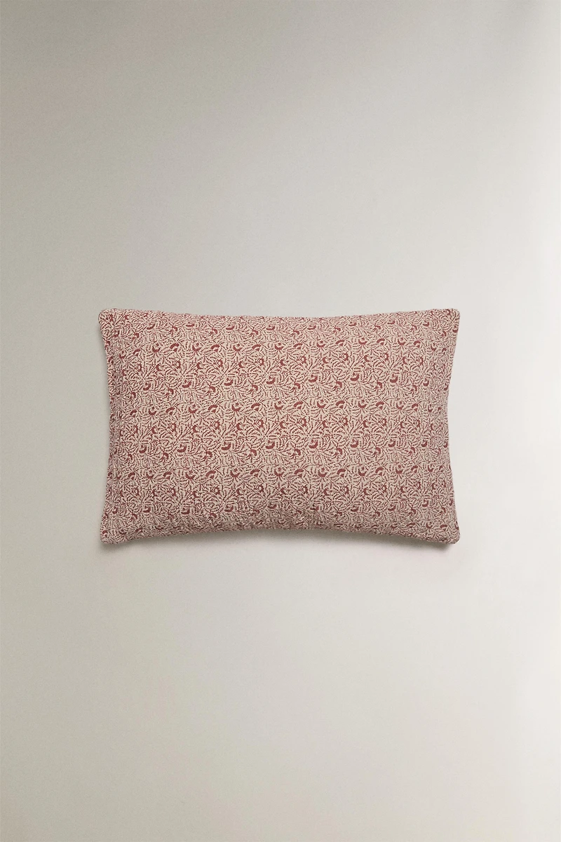 BRANCH PRINT LINEN AND COTTON THROW PILLOW COVER