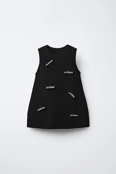 GINGHAM BOW KNIT DRESS