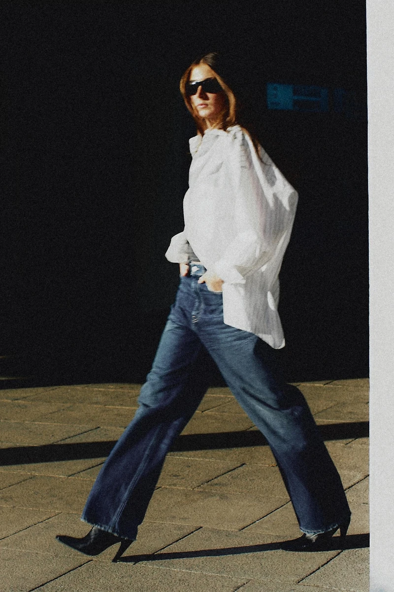 CHEMISE OVERSIZE EN POPELINE AVEC SURPIQÛRES