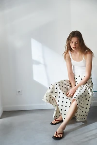 ASYMMETRIC POLKA DOT MIDI SKIRT