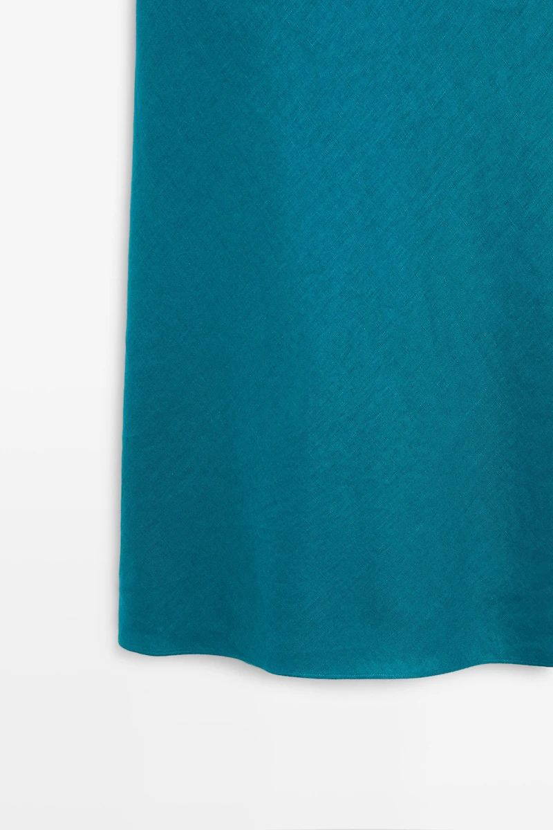 100% linen strappy midi dress