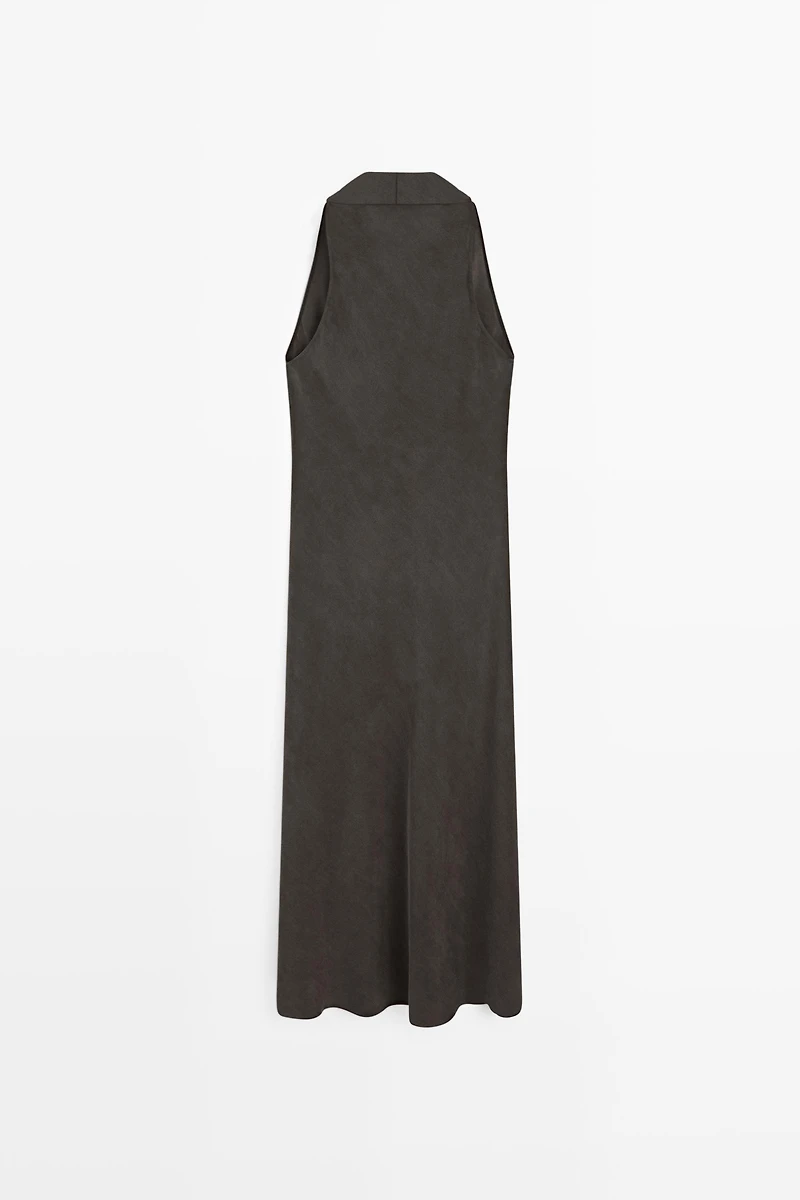 Robe midi décolleté drapé