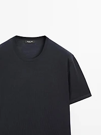 T-shirt en maille de laine mélangée à manches courtes