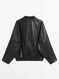 Leather bomber jacket