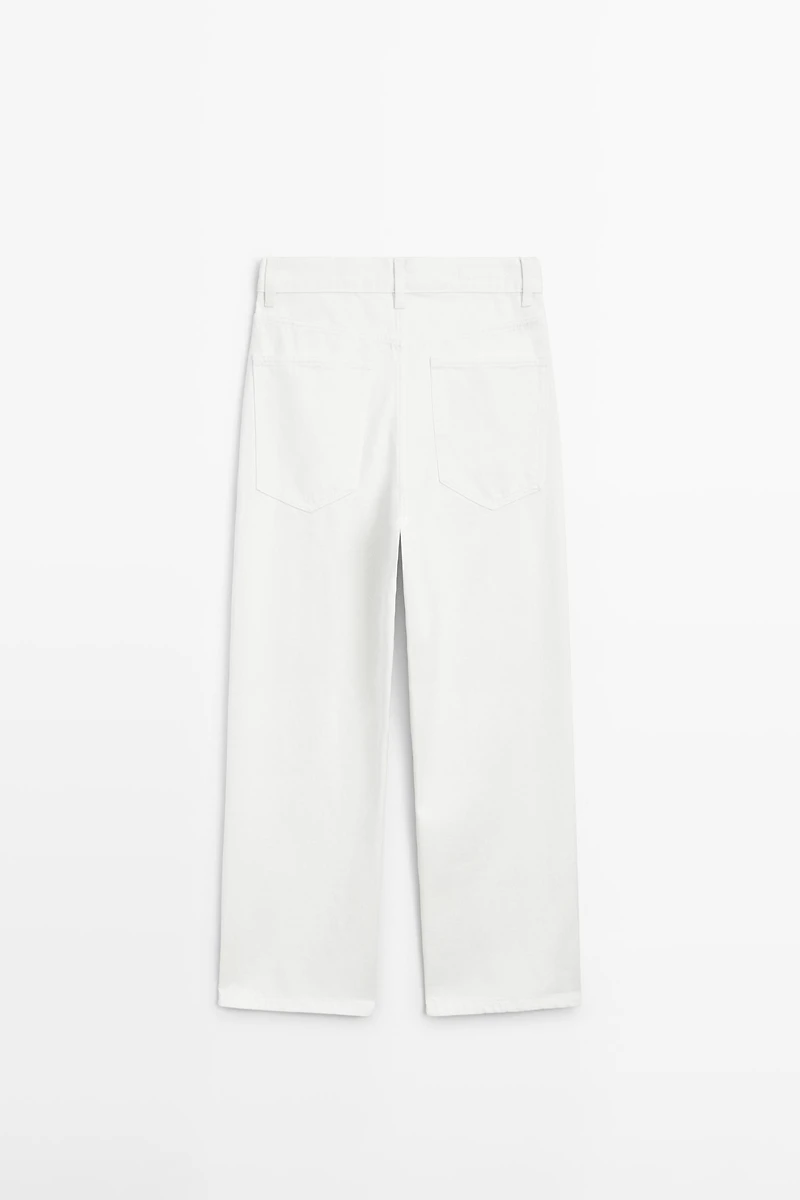 Mid-rise cropped wide-leg jeans
