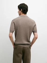 Cable-knit polo sweater