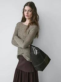 Pull en maille ajourée de coton mélangé