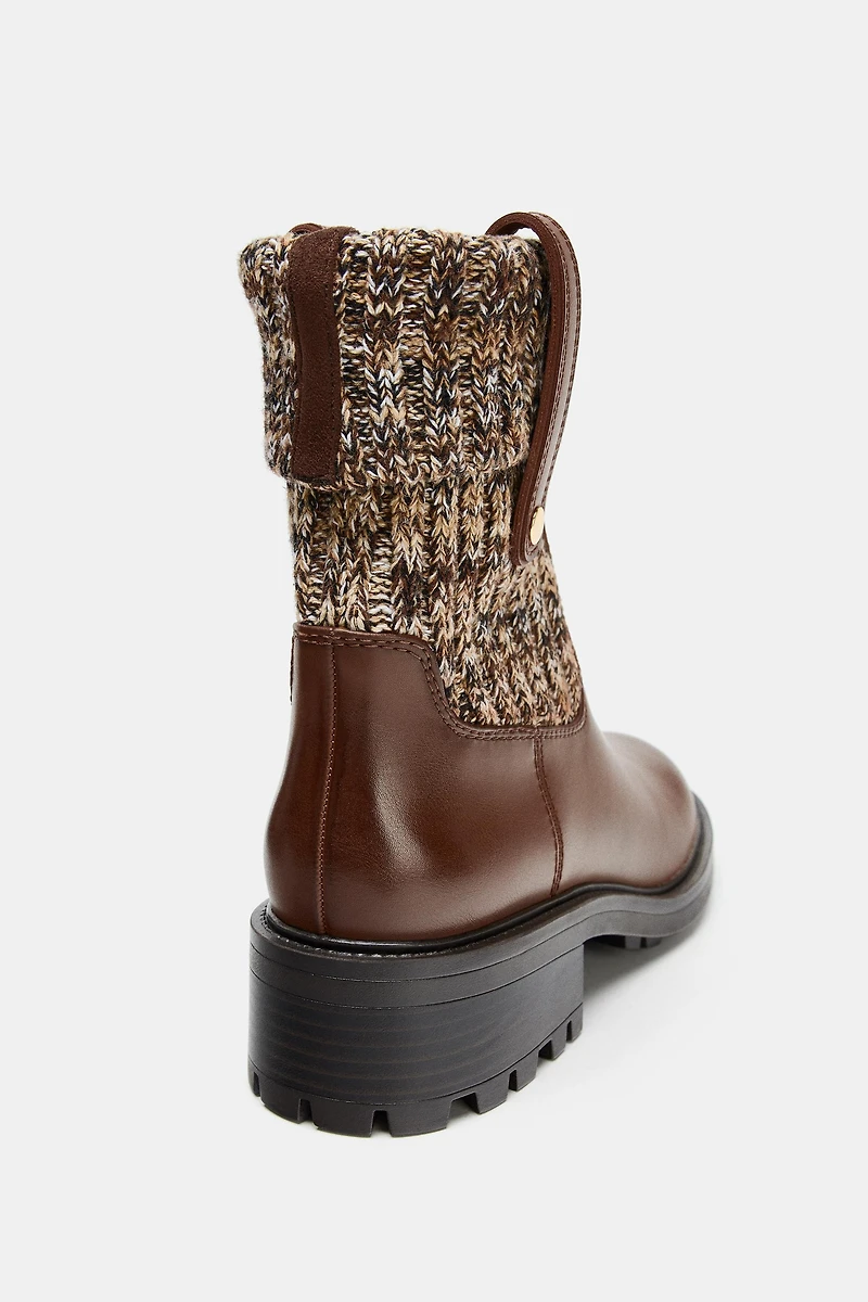 LOW HEELED SOCK-STYLE ANKLE BOOTS