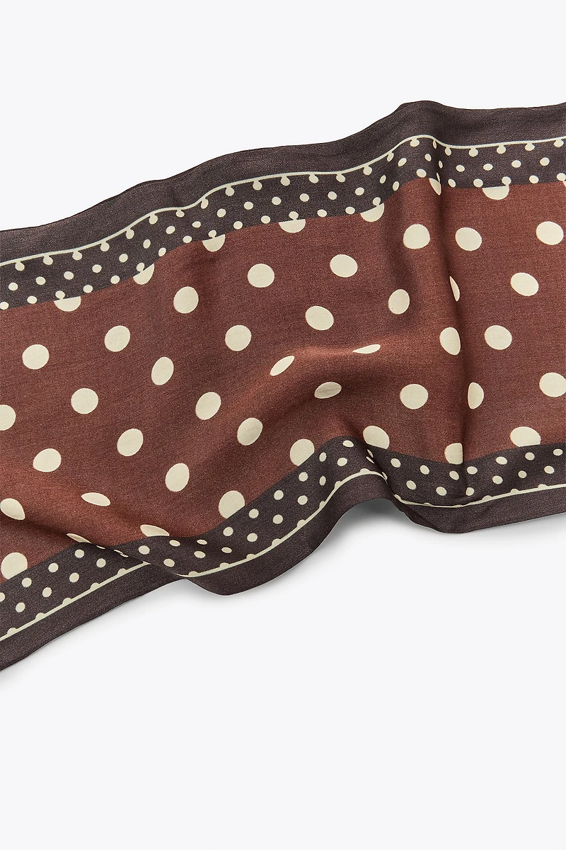 POLKA DOT PRINT SATIN SCARF