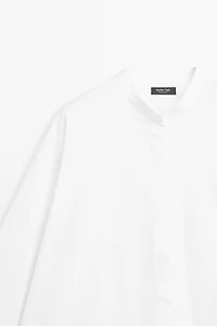 Chemise en popeline col officier