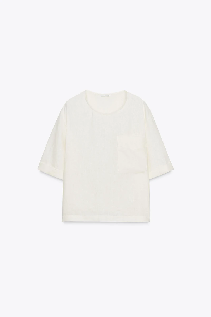 ZW COLLECTION LINEN SHORT SLEEVE TOP