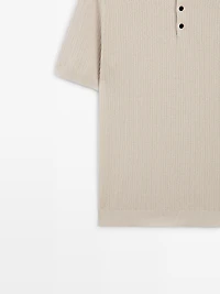 100% cotton textured knit polo sweater