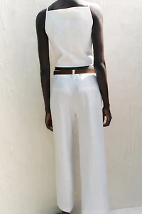 PANTALON CULOTTE AVEC CEINTURE EN LIN