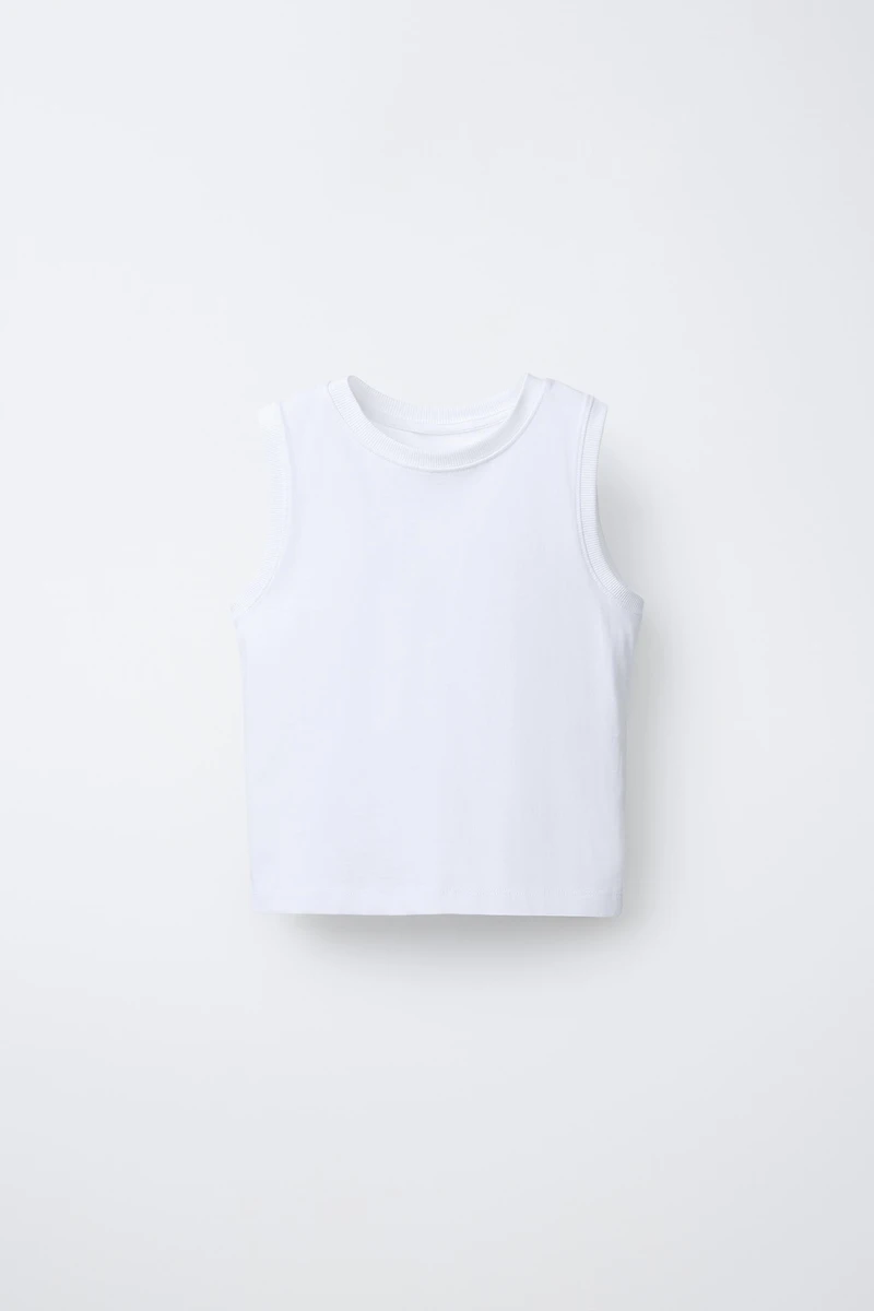 PLAIN SLEEVELESS T-SHIRT