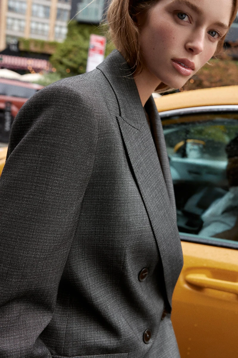 DOUBLE BREASTED BLAZER WITH SHOULDER PADS