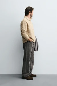 100% WOOL BUTTON-DOWN KNIT POLO SHIRT