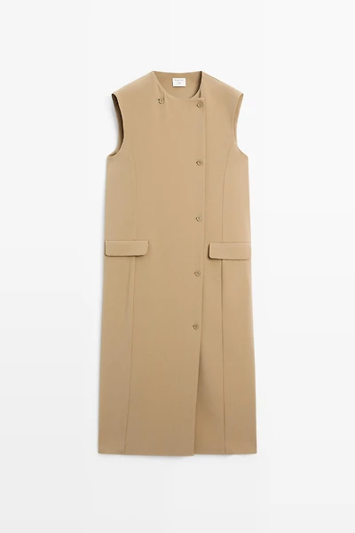 Robe midi croisée détail poches - STUDIO