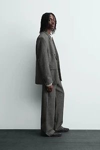 HERRINGBONE WOOL BLEND SUIT PANTS