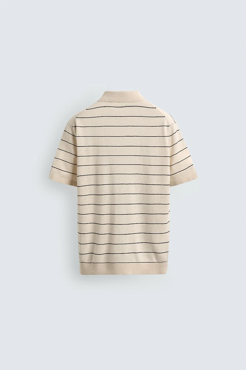 POLO EN MAILLE LIN - COTON À RAYURES