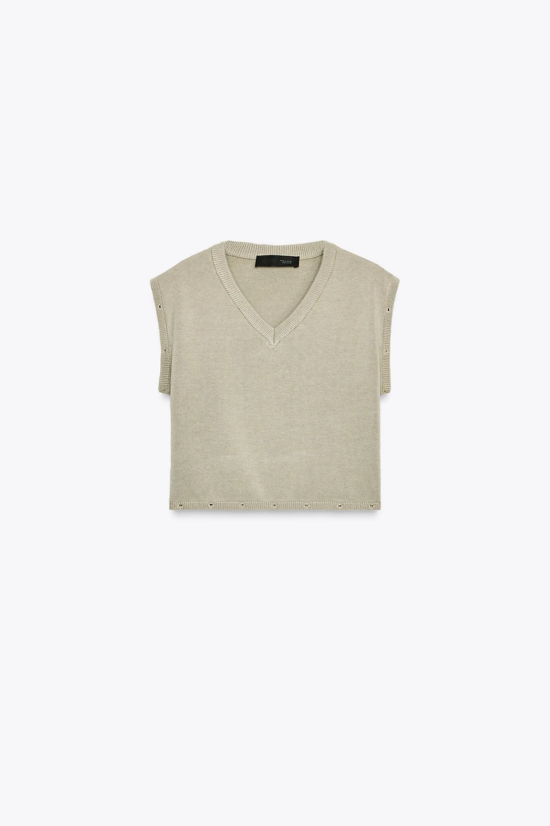 BUTTON KNIT DETACHABLE SWEATER