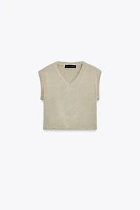 BUTTON KNIT DETACHABLE SWEATER