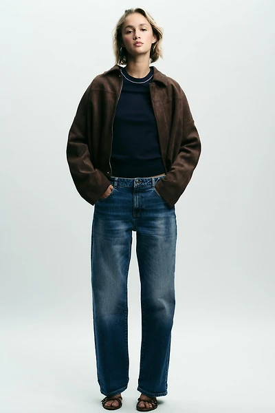 SUEDE EFFECT BOMBER JACKET