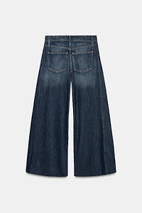 ZW COLLECTION WIDE LEG MID-RISE SIDE PLEATED JEANS