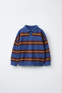 STRIPED KNIT POLO SHIRT