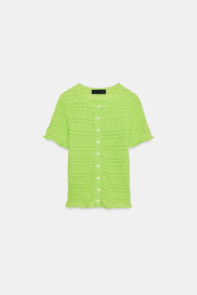 SMOCKED KNIT TOP