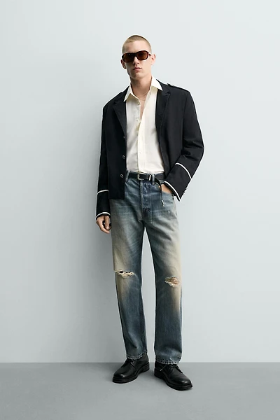 CONTRAST CROPPED FIT JACKET