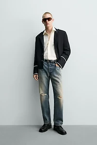CONTRAST CROPPED FIT JACKET