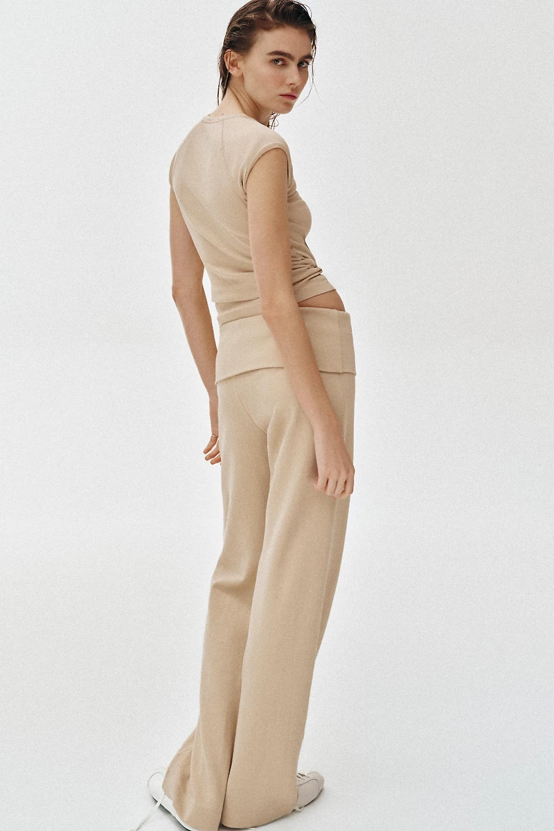 WASHED EFFECT INTERLOCK PANTS