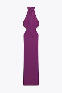 GATHERED HALTER MAXI DRESS