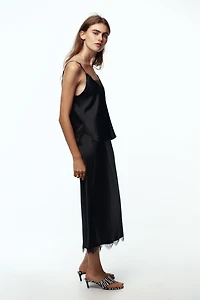 SATIN MIDI LACE SKIRT