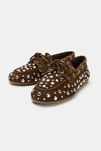 STUDDED SUEDE DECK SHOES