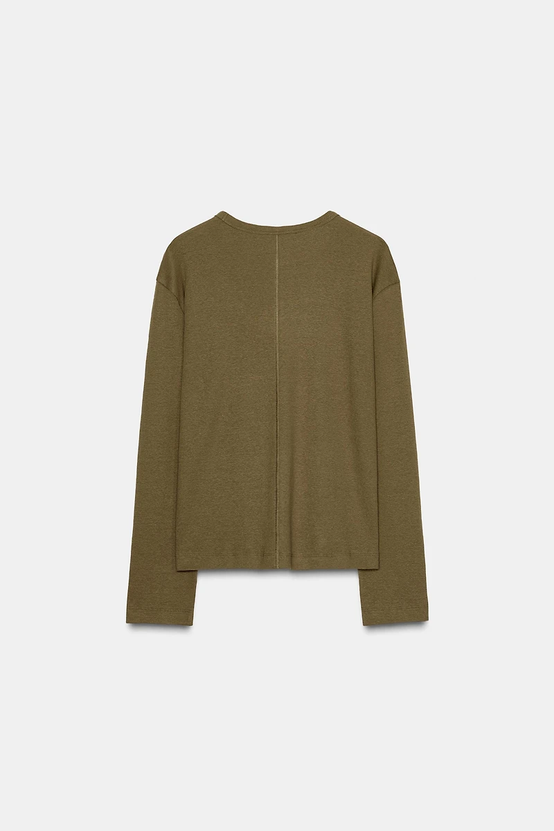 RIB KNIT LONG SLEEVE T-SHIRT