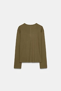 RIB KNIT LONG SLEEVE T-SHIRT