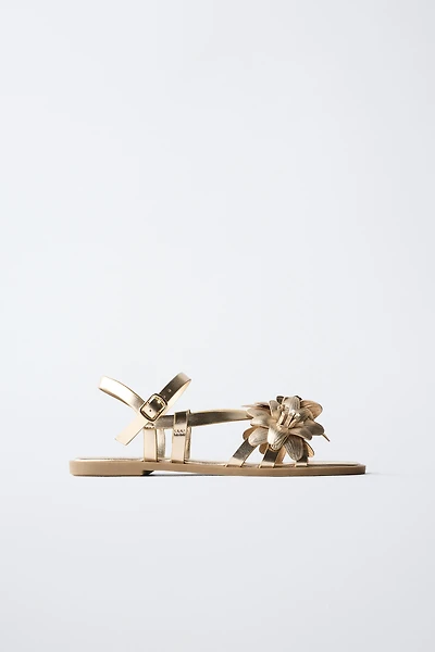 METALLIC FLOWER SANDALS
